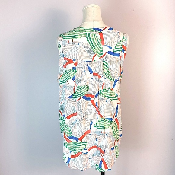 Anthropologie Maeve Women Sunseeker Umbrella Print Top Sleeveless Blouse Tank - Picture 6 of 12